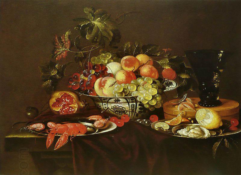 Joris van Son Crustaces, huitre et coupe de fruits avec un verre China oil painting art